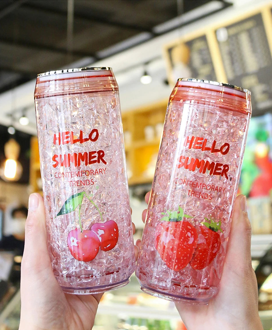 Fun! Summer drink Ice Effect Can style Plastic Water Bottle