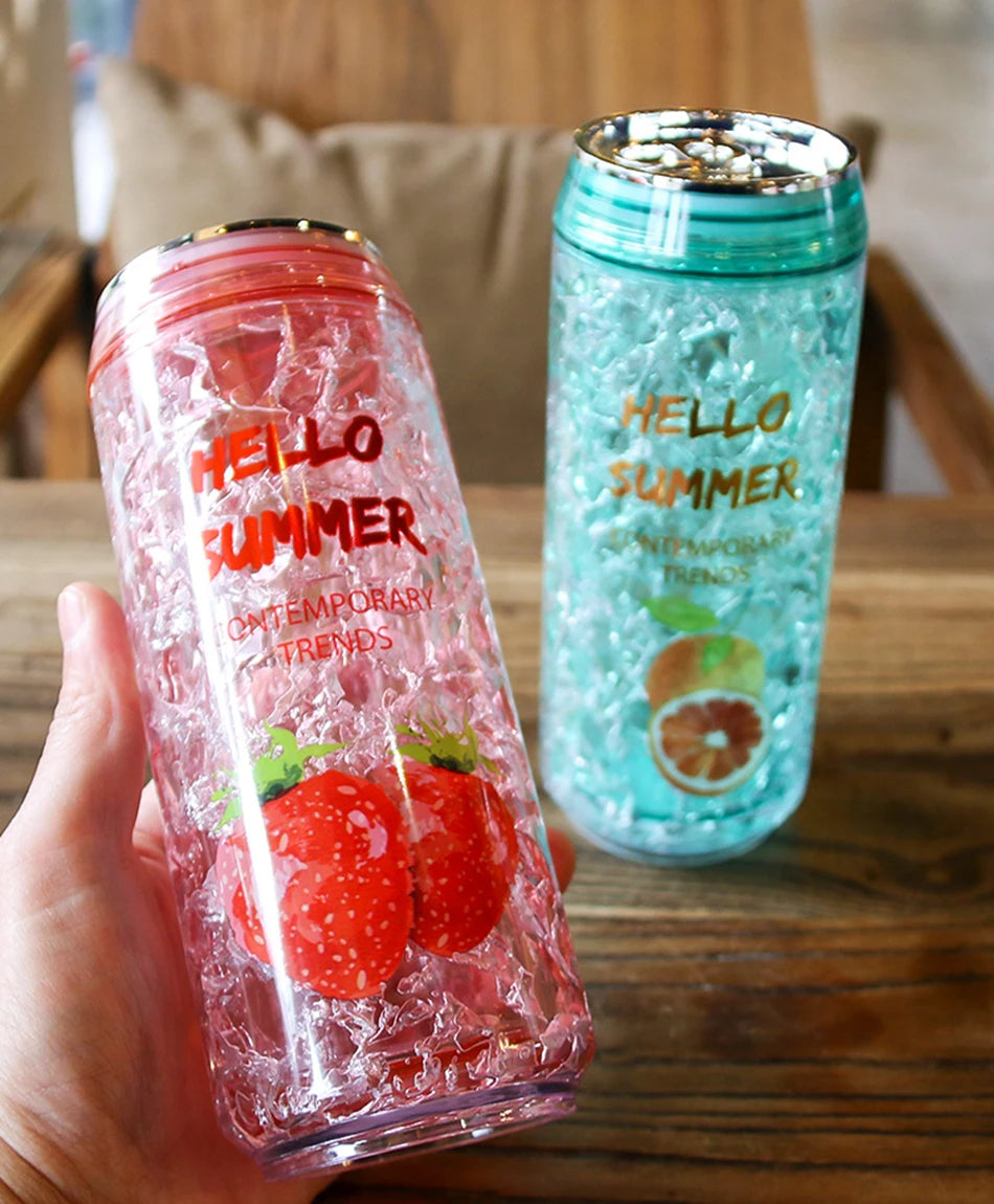 Fun! Summer drink Ice Effect Can style Plastic Water Bottle