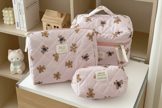 Quilted Bear Makeup Bag