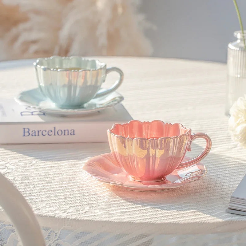 Pearl Petal Cup and Plate Set