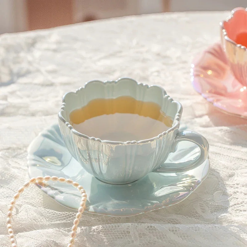 Pearl Petal Cup and Plate Set