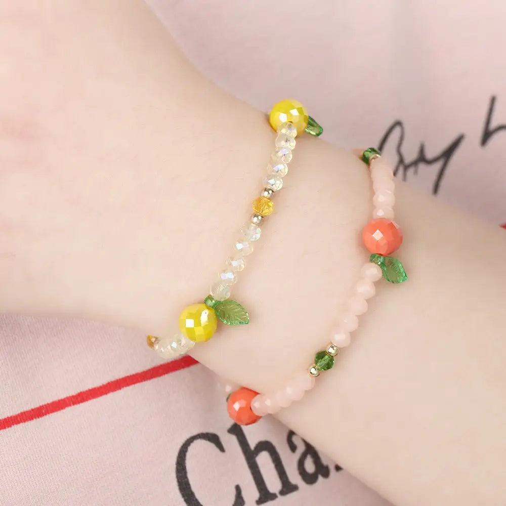 Fashion Fruit Crystal Beaded Stretch Bracelet
