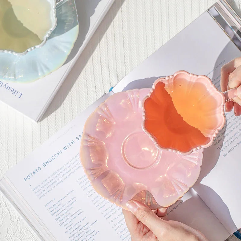 Pearl Petal Cup and Plate Set