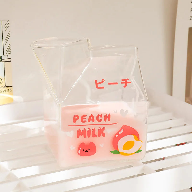 Kawaii drinking glass milk carton