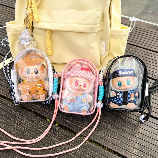 Transparent Protective shoulder Bag for Labubu type doll
