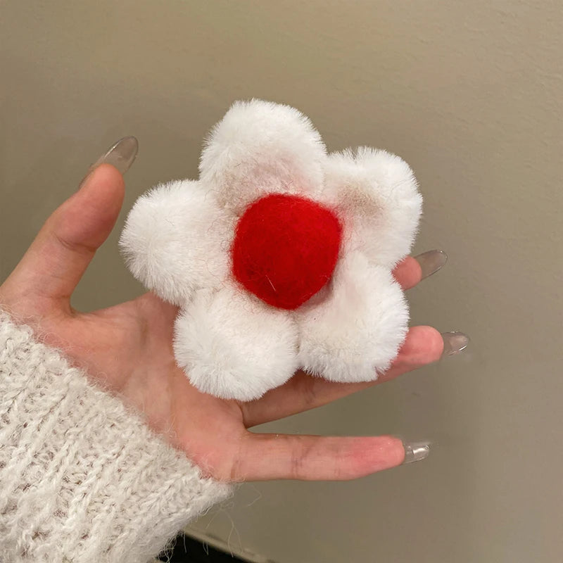 Large Plush Flower Hair Claw