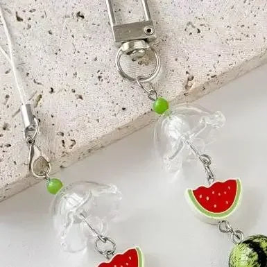 Watermelon Beaded Phone Charm & Keyring | Cute Bag Accessory