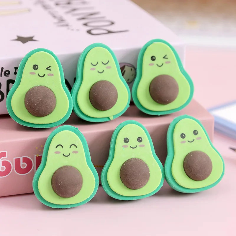 Cute Cartoon Avocado Eraser set