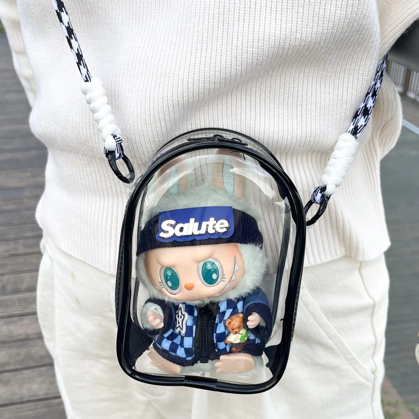 Transparent Protective shoulder Bag for Labubu type doll