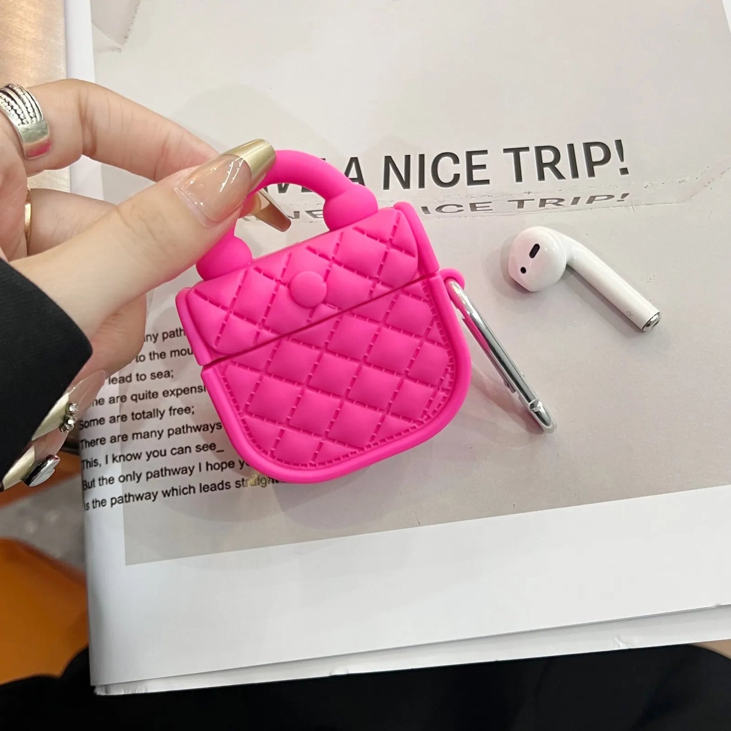 Mini quilted look handbag Ear pods case for Apple Air Pods
