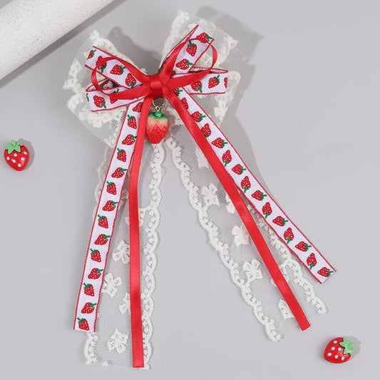 Sweet Strawberry Lace Hair Clip