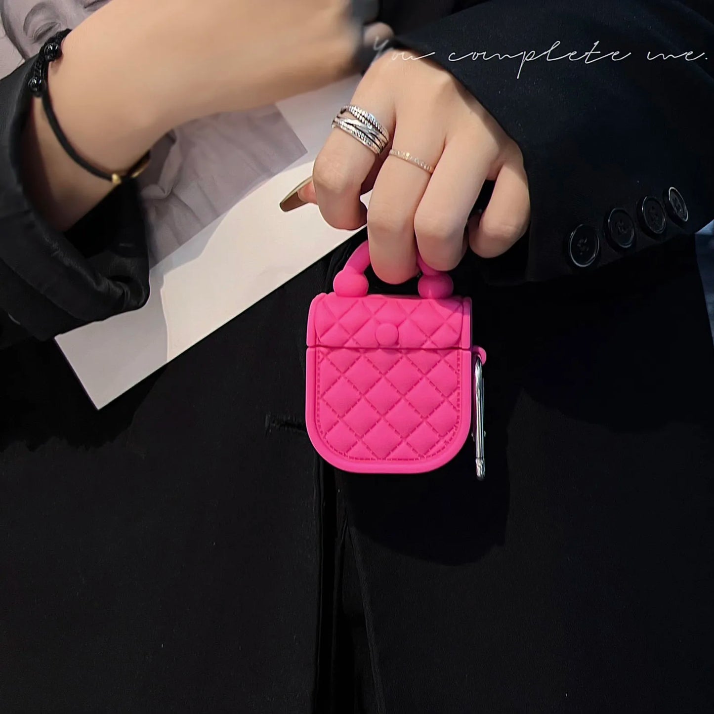 Mini quilted look handbag Ear pods case for Apple Air Pods