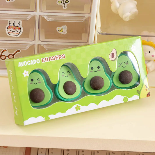 Cute Cartoon Avocado Eraser set