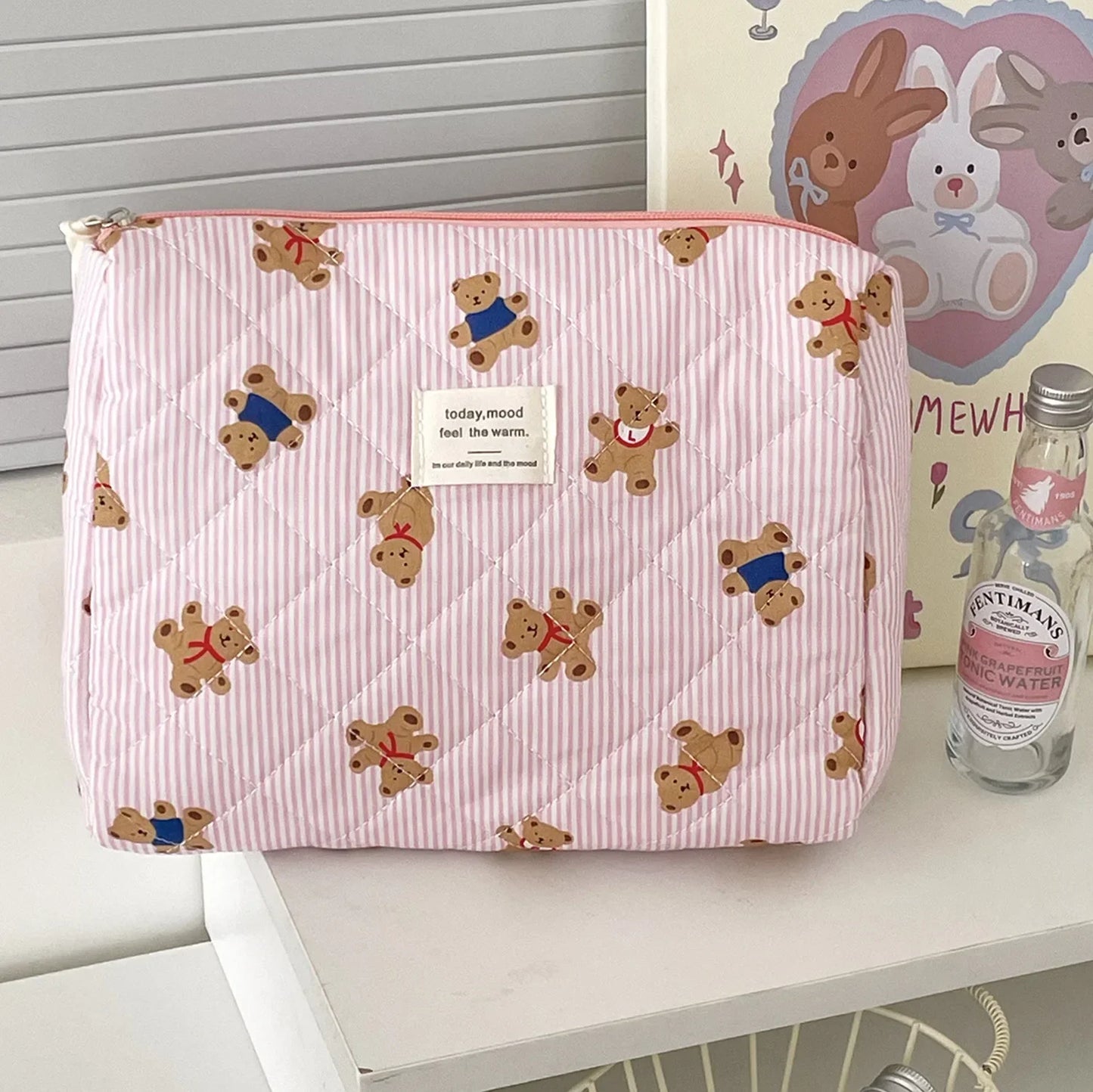Quilted Bear Makeup Bag