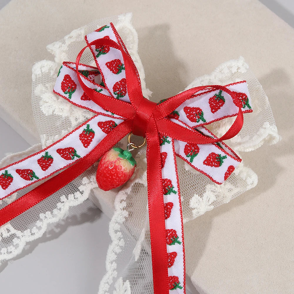 Sweet Strawberry Lace Hair Clip