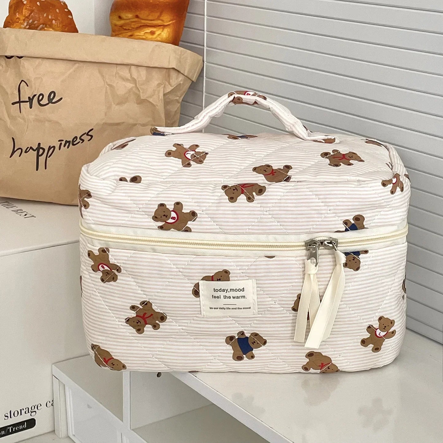 Quilted Bear Makeup Bag
