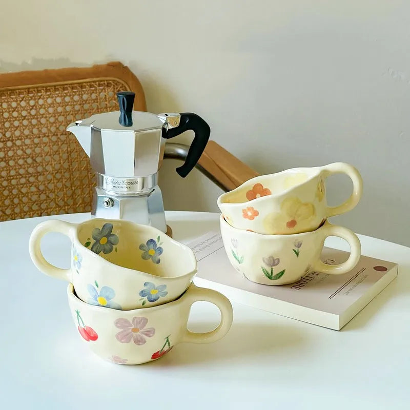Hand painted flower mug