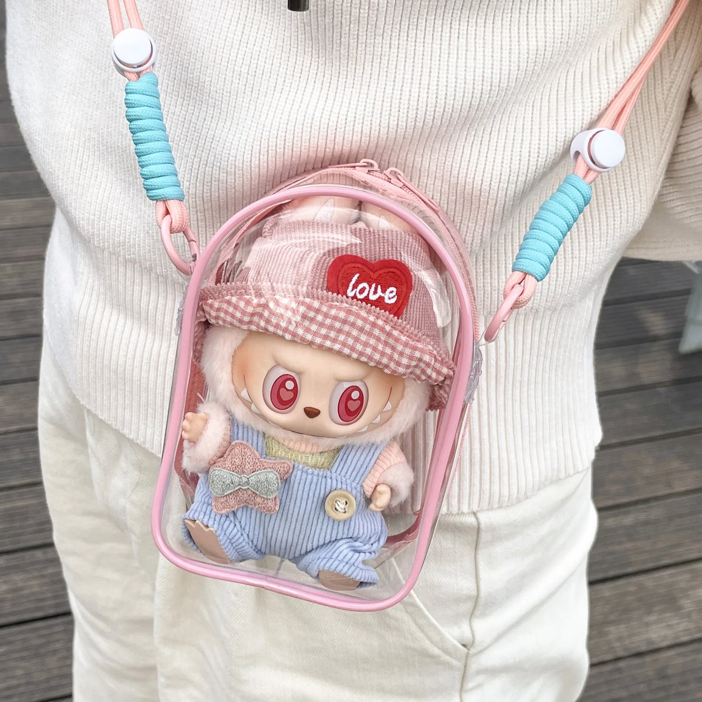Transparent Protective shoulder Bag for Labubu type doll