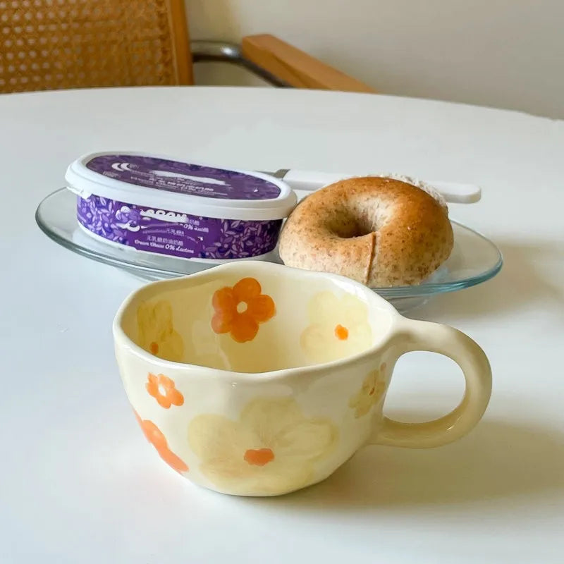 Hand painted flower mug