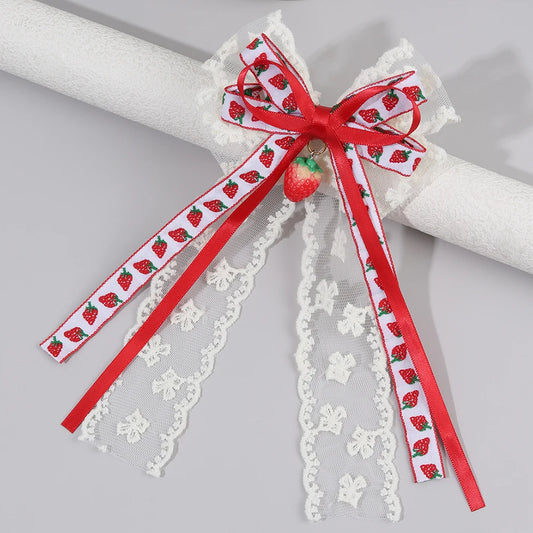 Sweet Strawberry Lace Hair Clip