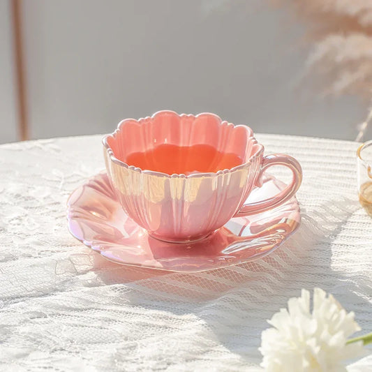 Pearl Petal Cup and Plate Set