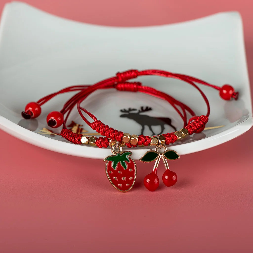 Strawberry & Cherry Charm Bracelet