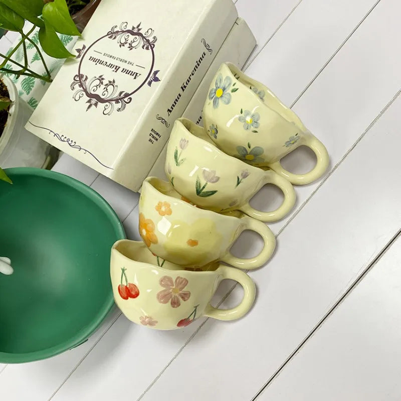 Hand painted flower mug