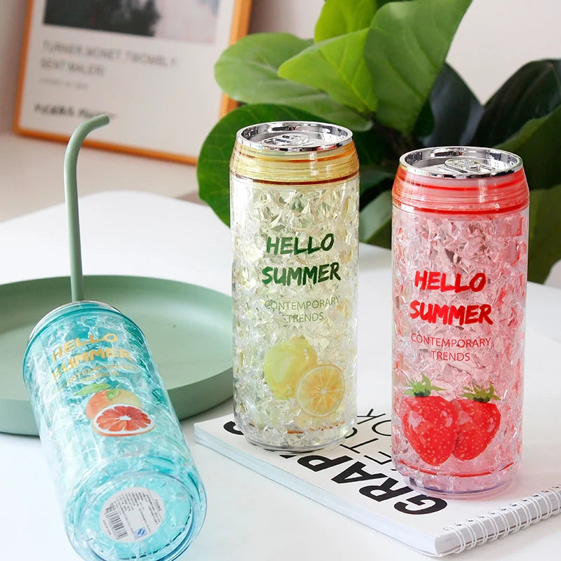Fun! Summer drink Ice Effect Can style Plastic Water Bottle