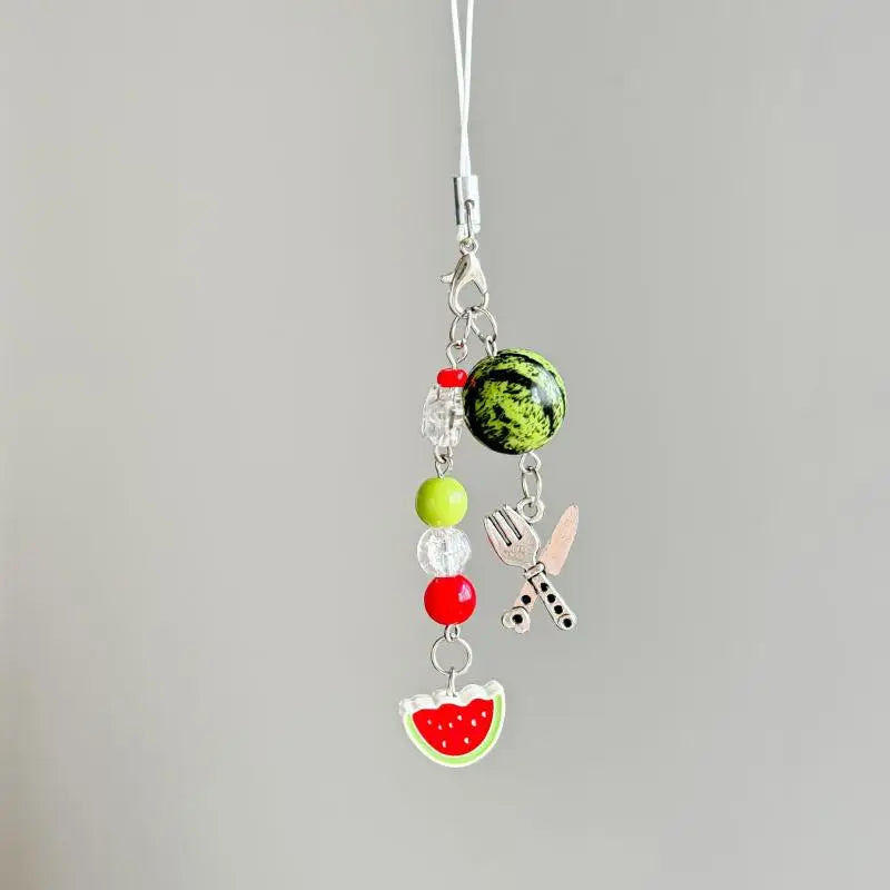 Watermelon Beaded Phone Charm & Keyring | Cute Bag Accessory
