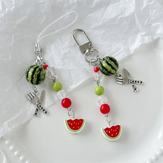 Watermelon Beaded Phone Charm & Keyring | Cute Bag Accessory