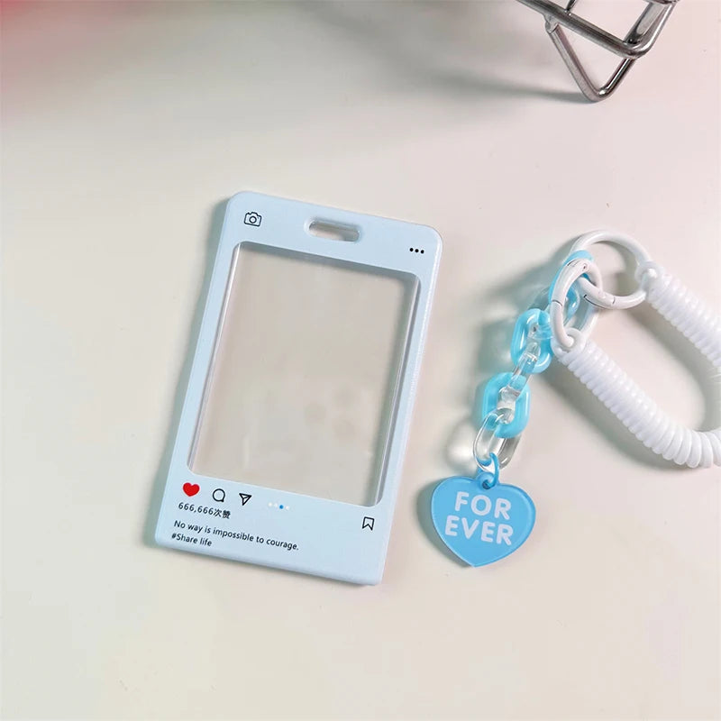 cute blue k pop photo card holder